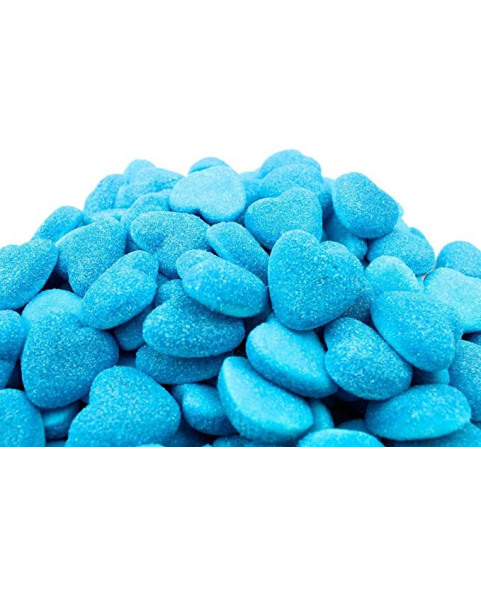 Deliziosi cuori di caramelle blu, due trame: esterno e ripieno. Sap