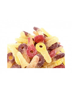 Gelco fizzy fruit pacifier gummies with colorful tones and a lively tangy finish.