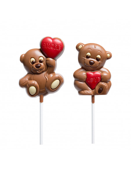 Bear lollipop with milk chocolate heart gr.30 pcs28