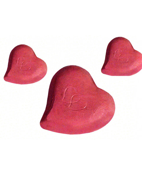 1 kg Chocolate pastel pink hearts in tinfoil gr.14