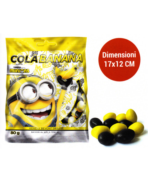 Bustina Minions dragee cola banana gr.80  pz 30 , Ingrosso caramelle dolciumi.