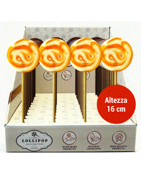 Lecca spiral bianco e arancio gr.20 pz 24, Ingrosso caramelle dolciumi.