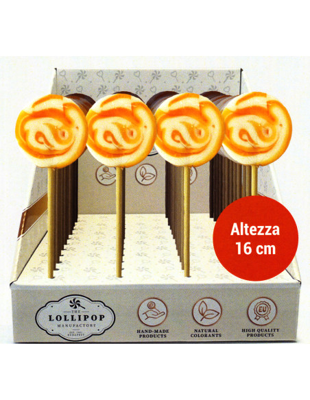 Lecca spiral bianco e arancio gr.20 pz 24, Ingrosso caramelle dolciumi.
