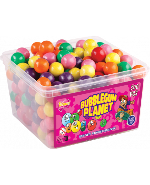 Vaschetta pz 300 Bubble gum planet sfuse gr.5   ,Ingrosso caramelle dolciumi. Bubble gum