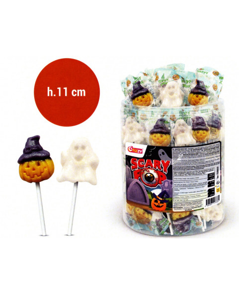 Exp. pcs 100 Scary pop hard sugar lollipops 13 gr. Wholesale candy sweets chocolate IL Caramellaio 2.0.