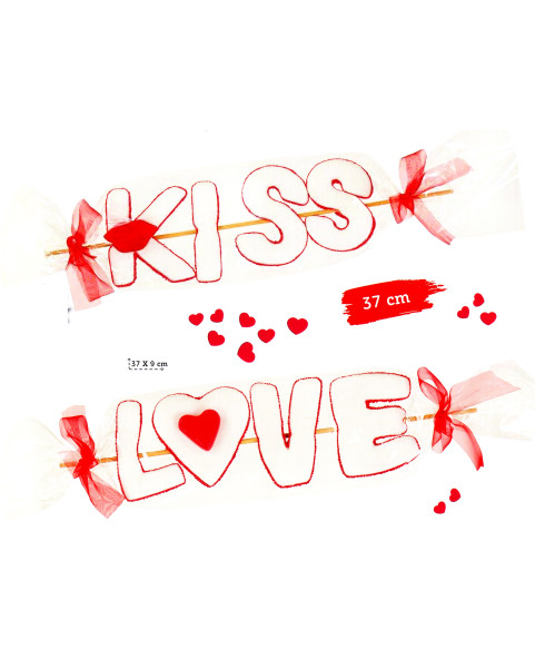 CT. Nr. 12 Schriftzüge „KISS & LOVE“ MALVE 83 g, Malvenlutscher, weiches Gummi und Monpariglia (mit Beutel und Schleife).
