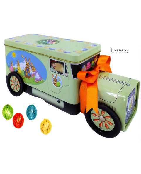 CT. N° 6 EASTER TRUCK TIN 180 g CO, Tin box, 1 model - Contains foiled milk chocolate eggs