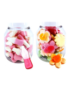 PCS 12 JAR "LE DELICATES" cream and strawberry bottles 245g, rainbow cones 185g, fruit monsters 185g, fruit flowers 185g 2