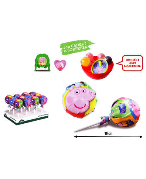 EXP. N° 12 BIG LOLLY "PEPPA PIG" 32 g. Contains 4 chupas and gadgets