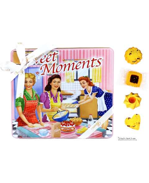 CT. N° 6 SWEET MOMENTS CAN 150 g CO. 2 designs, assorted individually wrapped shortcrust pastry biscuits - ROSSINI'S