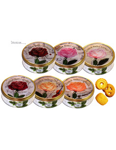 ROSSINI S-ingrosso-The Caffe Infusi e Biscotti,PEZZI 12 LATTA ROSE VINTAGE 400 g 6 colori