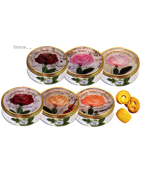 Rossinni Roses PEZZI 12 LATTA ROSE VINTAGE 400 g 6 colori - Assortimento biscotti ...