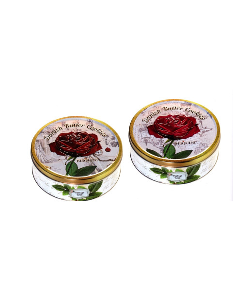 VINTAGE ROSE TIN 400 g 12 PCS, 12 PIECES, 6 colors - Assortment of Danish pastry biscuits (9% butter) - BISQUINI