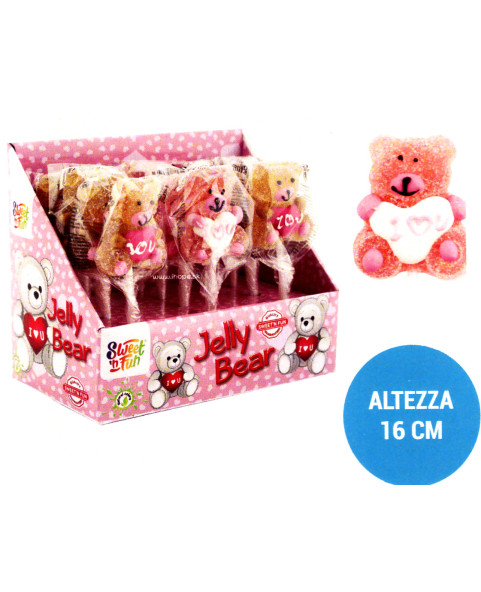 I love you bear jelly lollipop gr. 18 Pcs 12, Wholesale candy sweets chocolate IL Caramellaio 2.0.