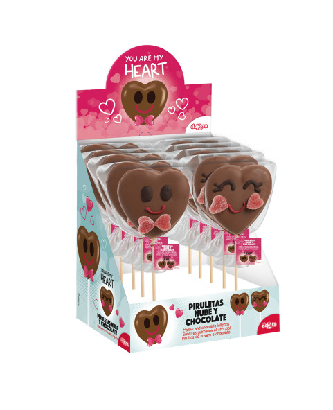 Chocolate and mallow lollipops witty hearts gr.30 Pcs 12, Wholesale chocolate candy sweets IL Caramellaio 2.0.