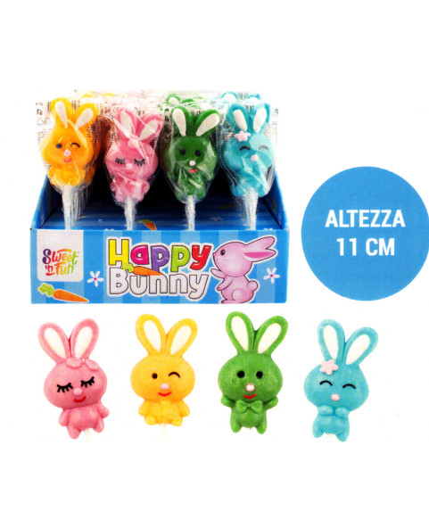 Happy Bunny hard sugar lollipops gr.20 Pcs 24, Wholesale chocolate sweets IL Caramellaio 2.0.