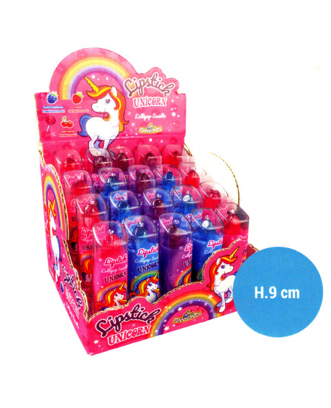 Unicorn candy lipstick gr. 5, 24 pieces. Wholesale of candies and confectionery products over the counter.