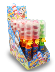 lecca lecca manovella, candy interattivo, lollipop cola, string pop, dolciumi divertenti, lecca lecca rotante