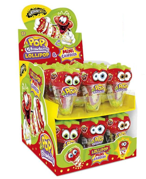 leccalecca a forma di fragola, contenenti mini caramelle colorate. Ingrosso caramelle dolciumi IL Caramellaio 2.0.