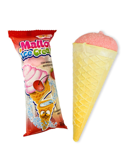 PZ.24 ICE CREAM MALLOW GR15, MARSHMALLOW CON CIALDA A FORMA DI CONO GELATO.icemallow, marshmallow, cono, gelato, fragola, dolci