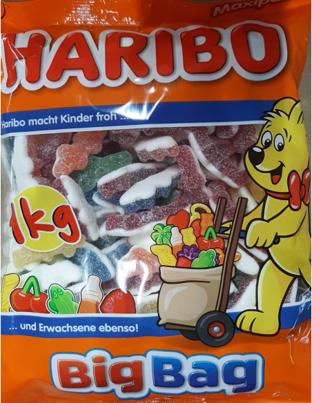 Haribo Fizzy Crocodiles with sparkling sugar coating – colourful gummy sweets in a practical 1 kg bulk pack.