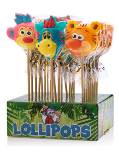 lecca lecca animaletti, zucchero duro sagomato, lollipop grande formato, candy animali colorati, lecca deluxe, dolciumi da banco