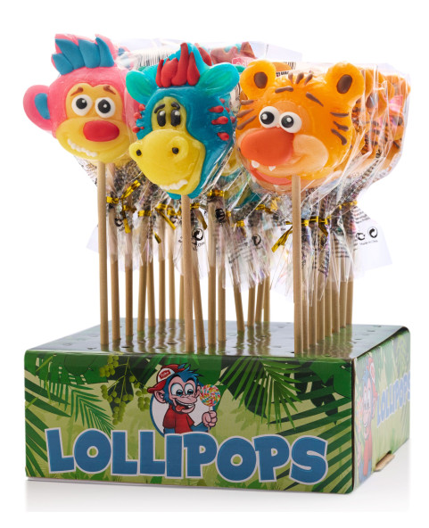 Deluxe sweet Animals hard sugar lollipops gr.45 Pcs.24, Wholesale candies sweets www.ilcaramellaio2.com