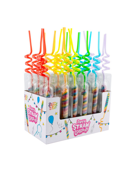 Lecca party multicolor straws gr.42  Pz.24, Ingrosso caramelle dolciumi www.ilcaramellaio2.com