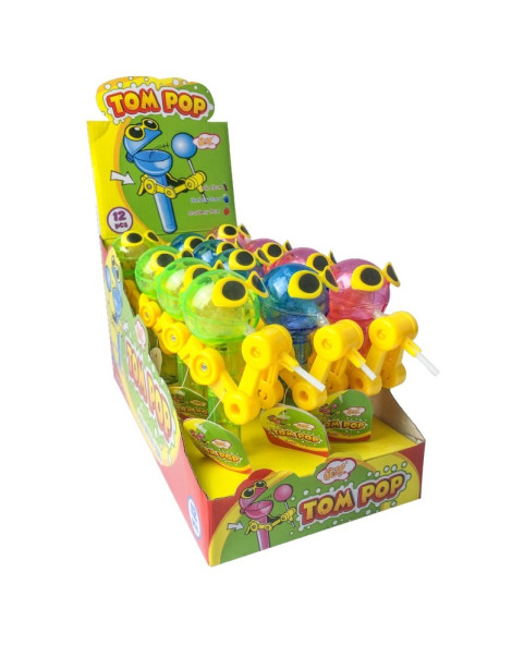 Tom pop candy Gm.8 Pcs.12, Flavors: cola, strawberry and orange. Wholesale candy sweets www.ilcaramellaio2.com