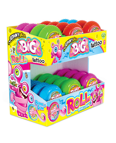 MAXI BIG ROLL TATTOO  Gr.40  Pz.24, bubblegum, bigroll, tattoo, candy, bambini, dolci