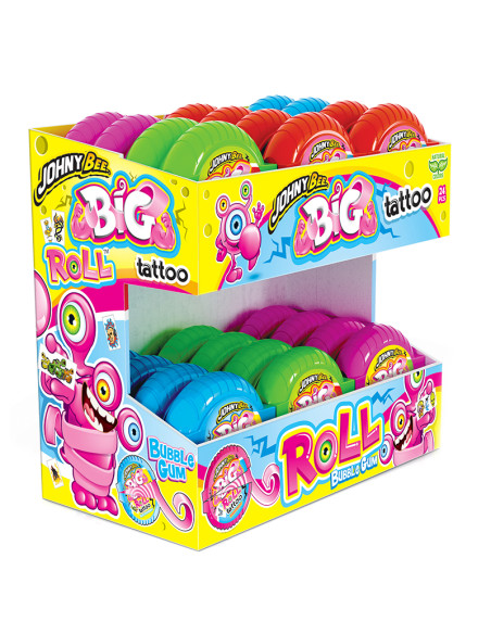 MAXI BIG ROLL TATTOO  Gr.40  Pz.24, bubblegum, bigroll, tattoo, candy, bambini, dolci