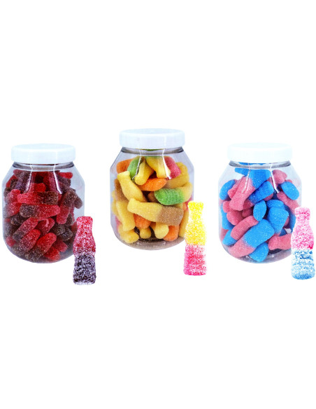barattolo-gli-aciduli, bottiglie-gommose, cherry-cola, bubblizz, soda-frutta, rossinis