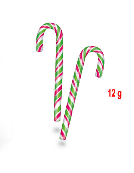 CANDY CANE white/red/green Gr.12 Pcs.100, Wholesale sweets and candies www.ilcaramellaio2.com