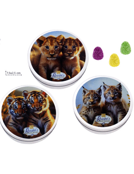 EXP. N° 48 CANS "SAFARI PUPPY" 40 g, Wholesale sweets and candies www.ilcaramellaio2.com