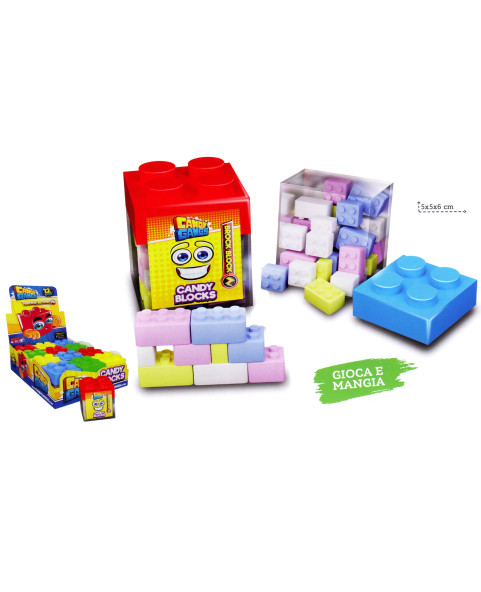 ESP. N° 12 CANDY BLOCK 40 g, candy-block, caramelle-destrosio, frutta-assortita, gioca-mangia, dolciumi, ingrosso, privati