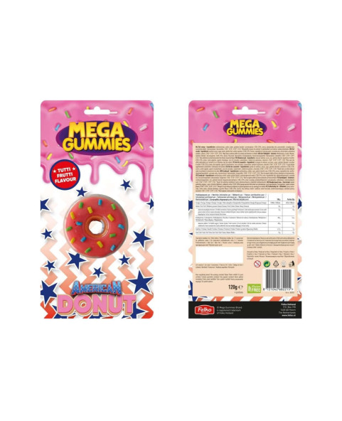 donut-gommoso,mega-gummies-120g,caramelle-donut,13-pezzi-gommosi,gommosi-frutta,dolciumi-americani