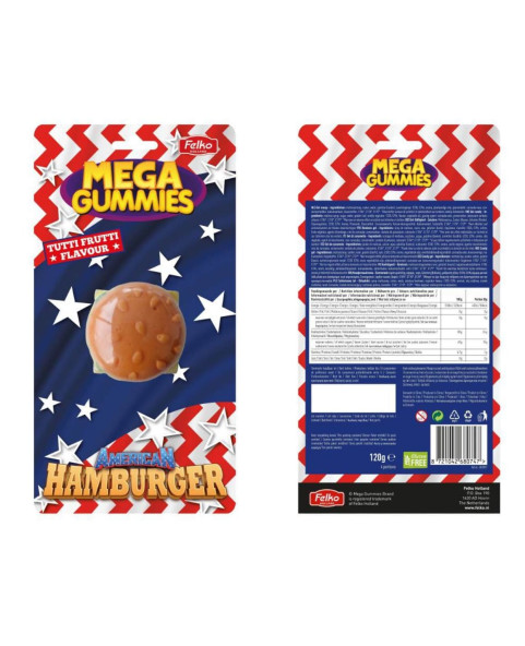 Hamburger American  Mega Gummies gr.120  Pz.7, Ingrosso caramelle dolciumi www.ilcaramellaio2.com
