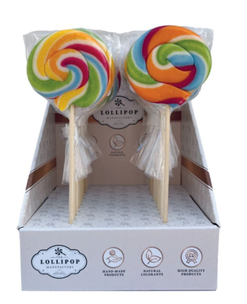 lecca-tornado,lecca-spirale-30g,lollipop-gigante,colori-assortiti,candy-table,box-24