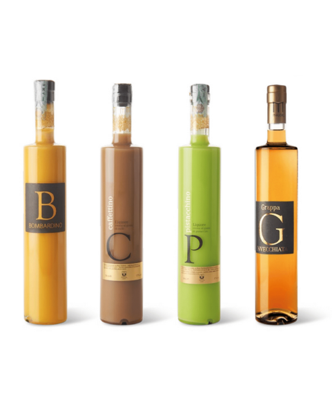 liquori assortiti, bicchierini cioccolato, regalo degustazione, grappa barolo, grappa moscato, liquore gianduia