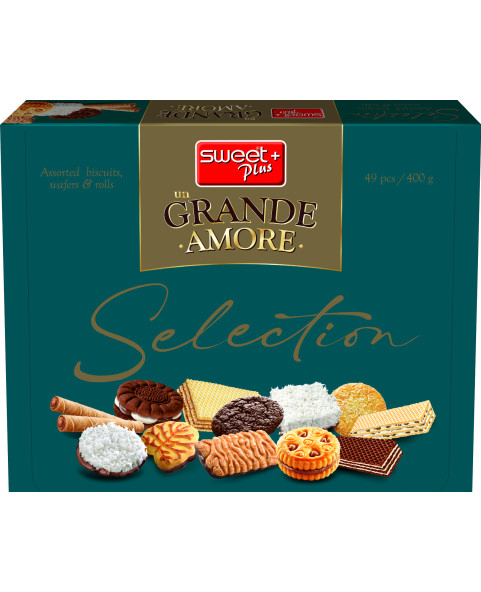 Scatola biscotti luxury selection un grande amore gr.400, Ingrosso caramelle e dolciumi www.ilcaramellaio2.com