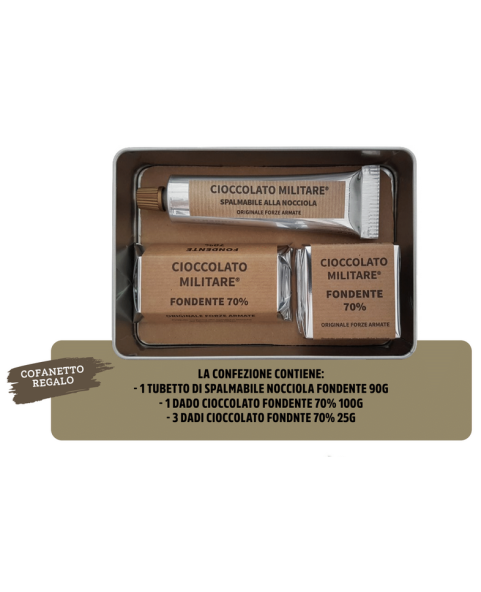 scatola-metallo-cioccolato,napolitani-fondenti,praline-tricolori,cioccolatini-regalo,crema-spalmabile,confezione-gourmet