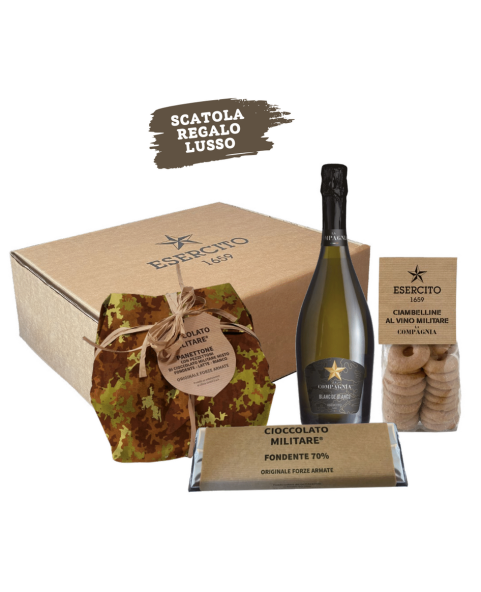 christmas-gift-box,compagnia-militare,panettone,sparkling-wine,dark-chocolate,hazelnut-spread