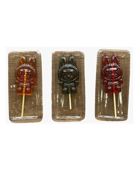 4 LABUBU HARD SUGAR LOLLIPOPS, 30 GR PACK, Wholesale candy and sweets www.ilcaramellaio2.com