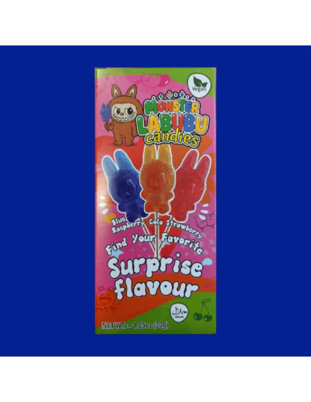 4 LABUBU HARD SUGAR LOLLIPOPS, 30 GR PACK, Wholesale candy and sweets www.ilcaramellaio2.com