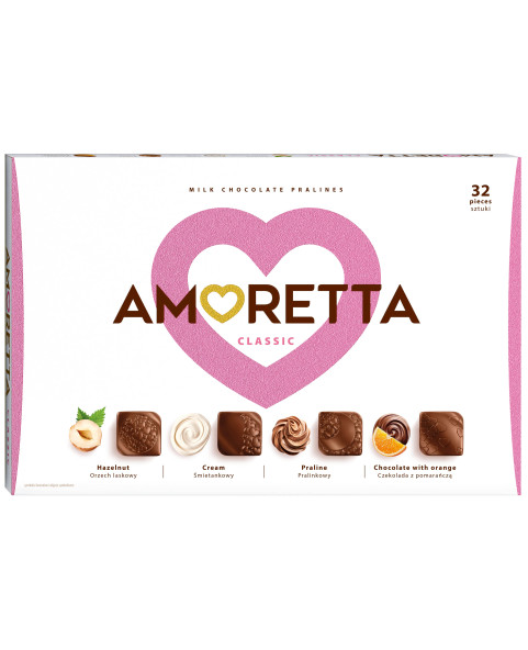 Amoretta Classic, box of chocolates, assorted pralines, praline chocolates, chocolate gift, 215 g