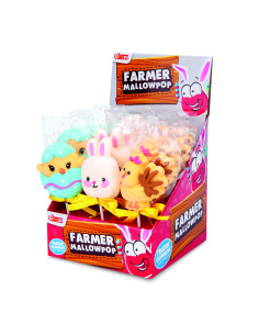 lecca marshmallow, mallow farmer, cioccolato e marshmallow, dolci bambini, 35g lecca, confezione 18 pezzi