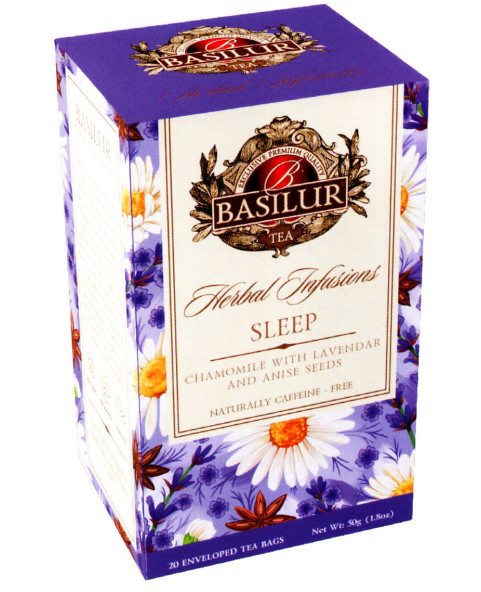 sleep infusion, herbal tea, basil, chamomile, lavender, anise