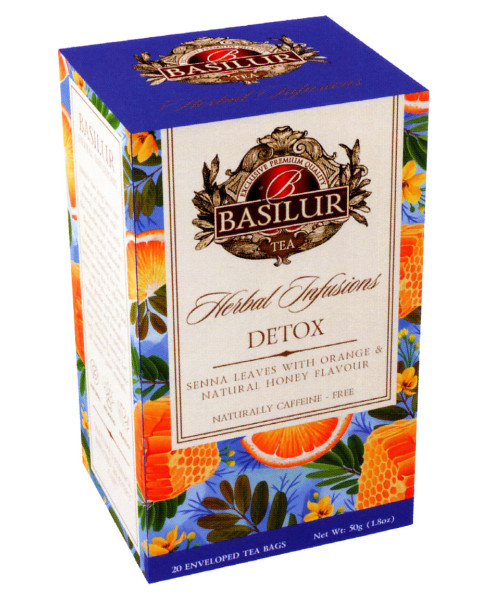 detox infusion, herbal tea, basil, wellness, orange, honey