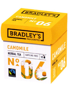 infuso camomilla, tisana, bradley’s, fairtrade, bustine infuso, bevanda rilassante