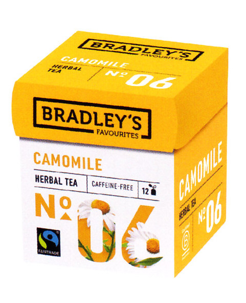 infuso camomilla, tisana, bradley’s, fairtrade, bustine infuso, bevanda rilassante